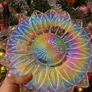 Clear Carnival Glass Decorative Plate